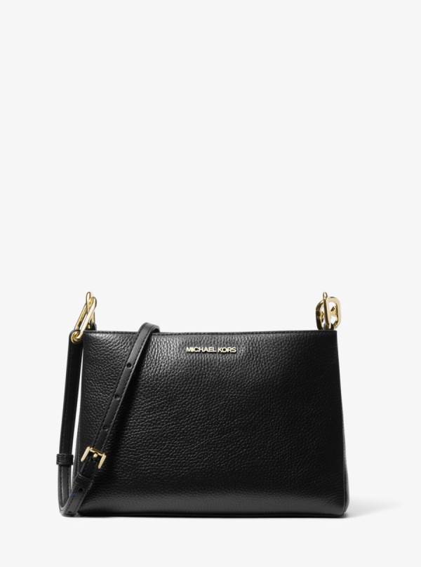 Damske Crossbody Kabelka Michael Kors Trisha Medium Pebbled Leather Čierne - Kabelky Michael Kors Slevy | OFIMJ-9732
